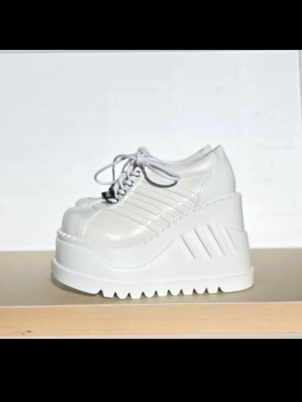 Demonia Size 7 White Platform Lace-Up Women's Shoes NWT